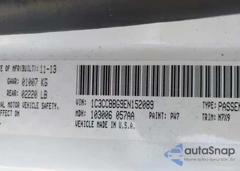 2014 Chrysler 200 Touring z USA, uszkodzony, nr VIN 1C3CCBBG9EN152089